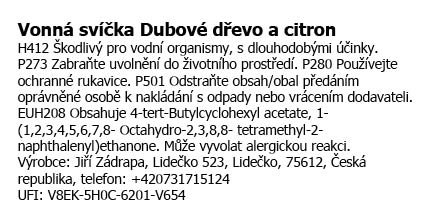Svíčka Kvádr vysoký (15 cm) – Hnědá / Dubové dřevo a citron / Květinka